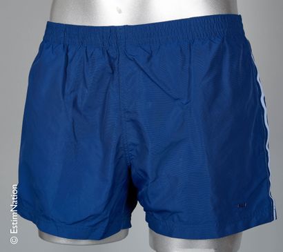 FENDI BATH SHORTS in blue polyamide with beige stripes (S 48) (small marks)