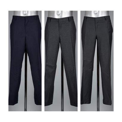 THE KOOPLES THREE classic wool PANTALONS: the first in navy (T 50), the second in...