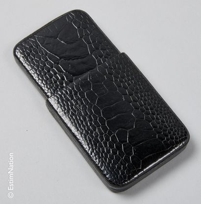ANONYME Black shiny ostrich paw business card case (unworn) (9.2 x 6.5 cm) (Specimen...