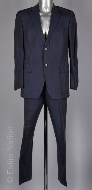 ZEGNA Blue cotton and linen COSTUME (T 48) (two small stains in the lining of the...