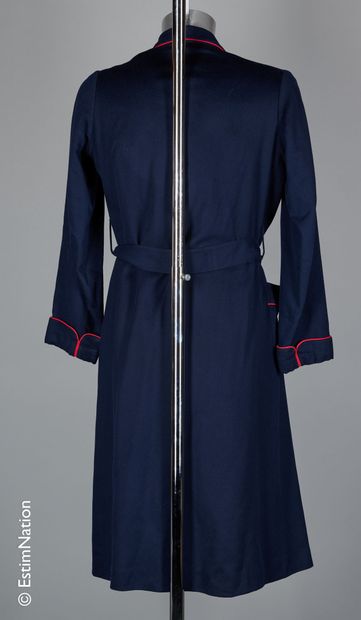 LANVIN VINTAGE (MODIFICATION AU CATALOGUE) INTERIOR COAT in navy wool and cashmere,...