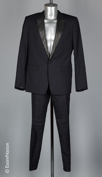 VIKTOR & ROLF Black cold wool evening suit: jacket with lurex collar (S 52), pants...