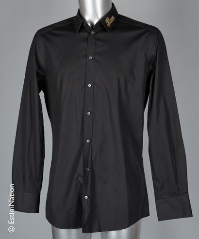 DOLCE & GABBANA LIGNE GOLD Shirt in black cotton, collar embellished with "Love"...
