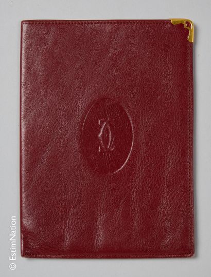 CARTIER PARIS Burgundy leather document COVER (16.5 x 11.5 cm) (slight patina, slight...