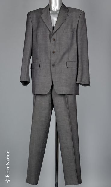 YVES SAINT LAURENT POUR HOMME COSTUME in grey mottled wool: classic jacket and pants...