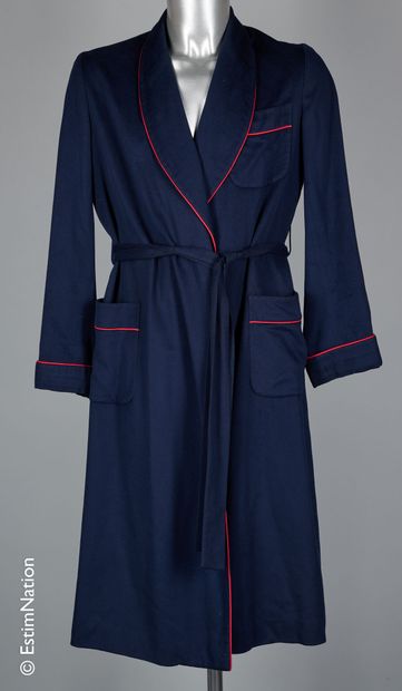 LANVIN VINTAGE (MODIFICATION AU CATALOGUE) INTERIOR COAT in navy wool and cashmere,...