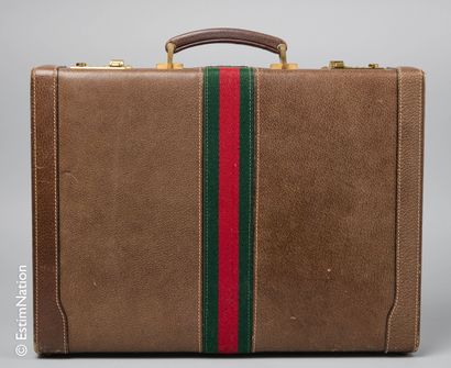 GUCCI CIRCA 1975 CASE HOLDER in wild pig and webbing, two compartments under flap,...