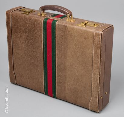 GUCCI CIRCA 1975 CASE HOLDER in wild pig and webbing, two compartments under flap,...