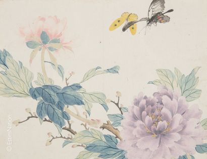 JAPON - AQUARELLES JAPAN, early 20th century
- Couple of trendy birds
Watercolor...