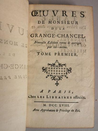 DE LA GRANGE CHANCEL "Oeuvres". A Paris chez les libraires associés. 3 tomes. 17...