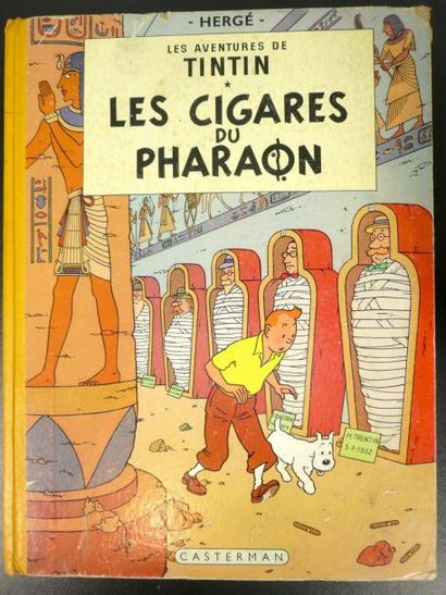 HERGÉ "LES AVENTURES DE TINTIN, les cigares du Phraraon". Ed. Casterman, 1955 3ème...