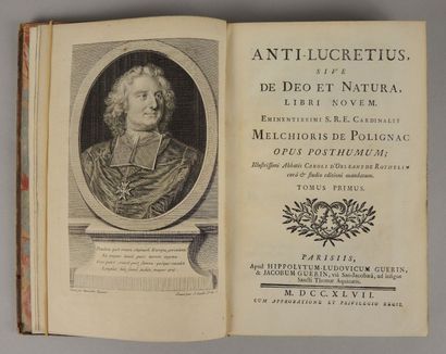 Melchior De POLIGNAC (1661-1741) "Anti-Lucretius"

Edité en latin Chez Guerin, 1747,...