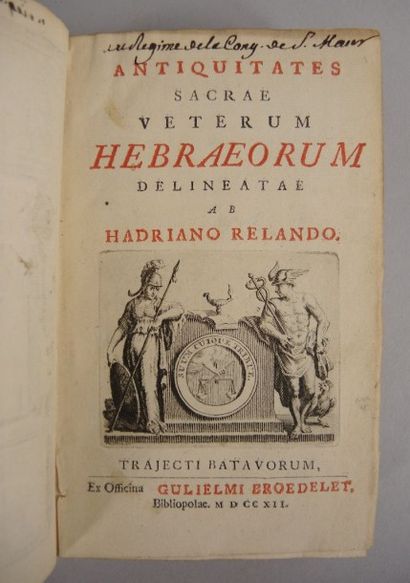 Hadrien RELANDO Antiquitates sacrae veterum hebraeorum

Edité en latin chez Gulimemi...