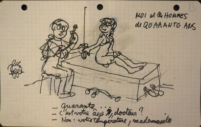 Jean EFFEL (1908-1982) Suite de 4 dessins sur le thème de "Moi et les hommes de quarante...