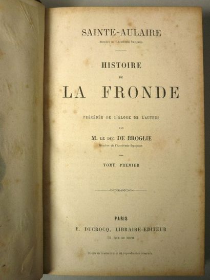 null Comte de SAINTE-AULAIRE

"Histoire de la Fronde" en 2 tomes

Illustré du portrait...