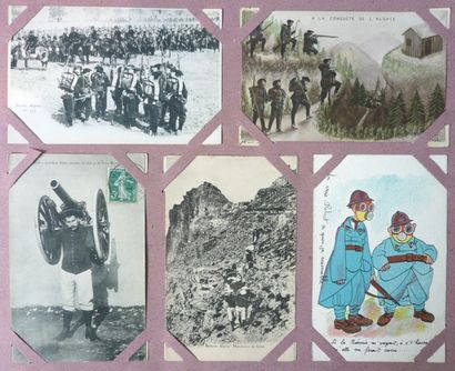 null Album d'environ 185 cartes postales sur le thème de la 1ère Guerre Mondiale,...