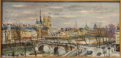 Serge BELLONI (1925-2005) "Vue de Paris"

Huile sur panneau, signé en bas à gauche

Ht:...