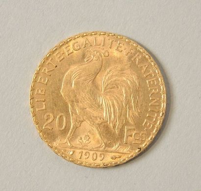 NUMISMATIQUE Pièce de 20 francs or, Marianne et coq. 1909

Poids: 6.5g