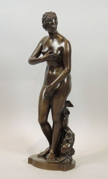 D'APRÈS L'ANTIQUE - BARBEDIENNE & COLAS Sculpture en bronze à patine brune représentant...