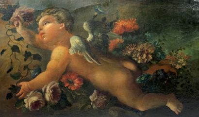 Dans le goût de Domenico PIOLA (1624- 1703) "Putti tenant des guirlandes de fleurs"

Suite...