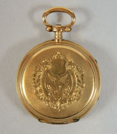 MONTRE DE GOUSSET OR Montre de gousset en or jaune le cadran décoré de fleurs

Avec...