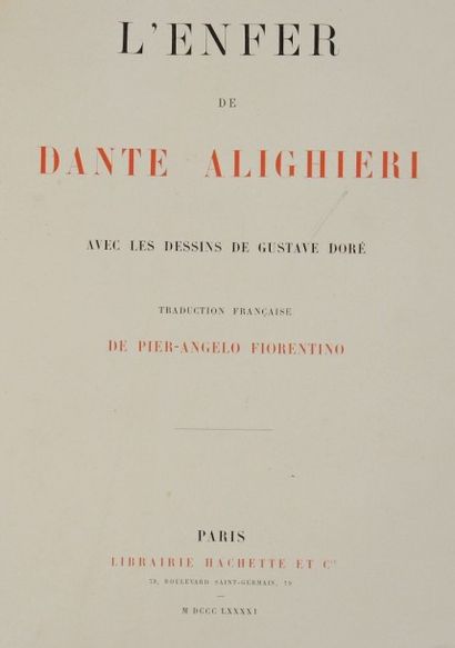 DANTE - DORE L'Enfer de Dante Alighieri, ILLUSTRATIONS de Gustave Doré. Hachette,...