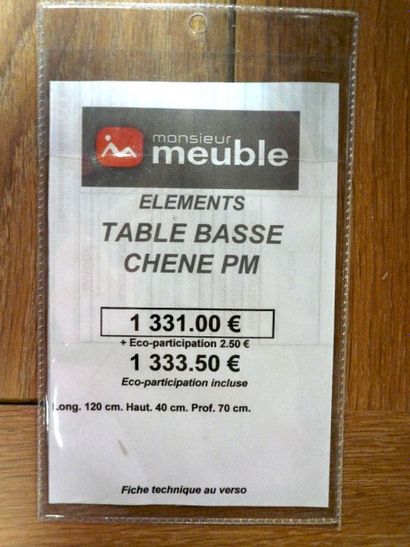 TABLE BASSE Table basse en chêne massif Modèle ELEMENTS Dimensions 120 x 40 x 70...