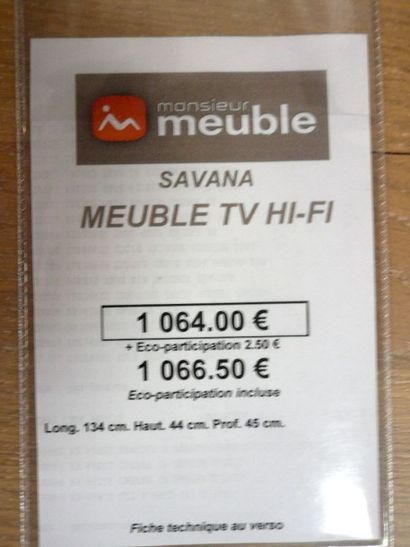 MEUBLE TV HI-FI Meuble TV Hifi en chêne massif Modèle SAVANA Dimensions 134 x 44...
