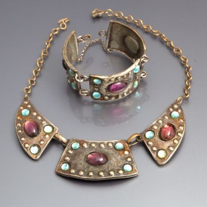 Isa Laure - (années 1980) Parure d'inspiration mérovingienne comprenant un collier...