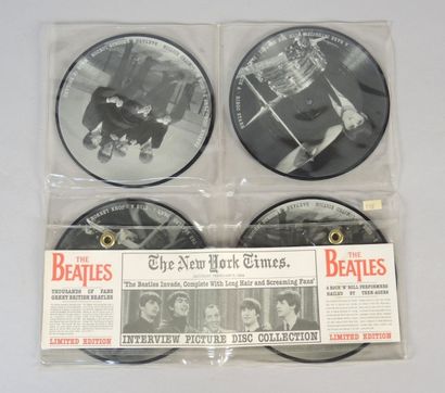 LOT BEATLES Lot composé d'un Picture Disc d'interviews regroupant 4 disques illustrés....