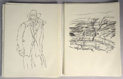 André JORDAN (1908-?) Recueil de 25 lithographies en noir et blanc (38 x 28 cm) et...