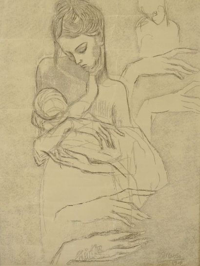 d'après PICASSO Maternité

Lithographie

Signé dans la planche "Picasso/1904"

52...