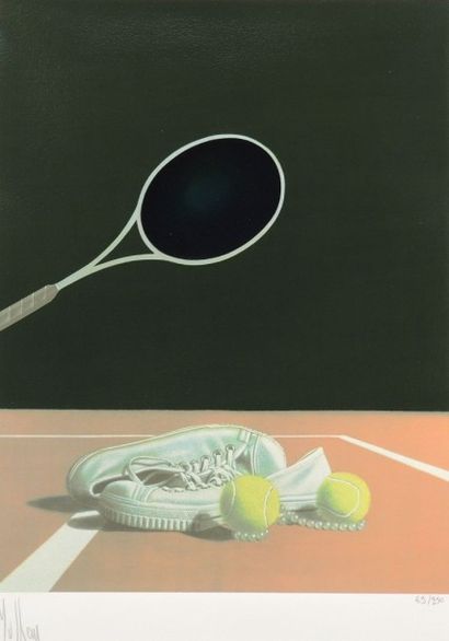 MULHEM "Tennis". 

Lithographie signée en bas à gauche. Numérotée 69/250.