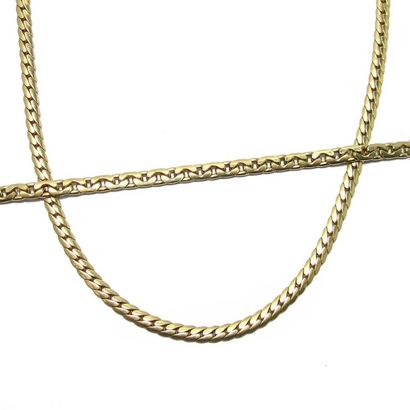 COLLIER ET BRACELET OR COLLIER et BRACELET en or jaune 18k (750/°°), mailles gourmettes;...