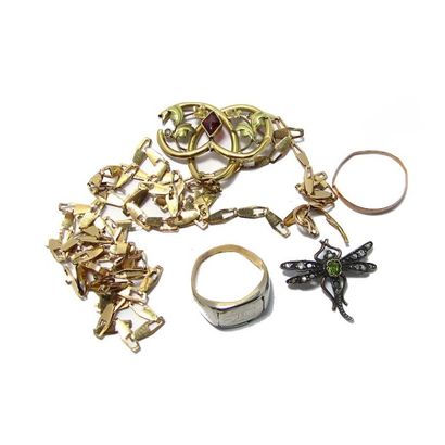 LOT DEBRIS OR, DIAMANTS, PIERRES FINES ET PERLE LOT DE DEBRIS en or jaune 18k (750/°°)...