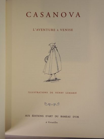 CASANOVA - L'AVENTURE A VENISE CASANOVA. L'Aventure à Venise. Illustr. Henry Lemarié....