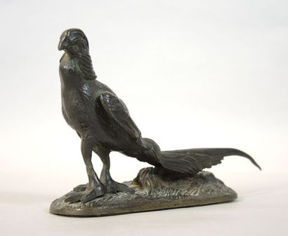 BRONZE ANIMALIER - ANONYME Faisan
Sculpture en bronze ciselé à patine brune
Epoque...