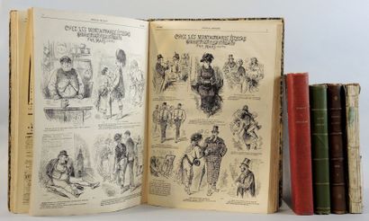 LIVRES - OUVRAGES RELIES Ensemble de 5 ouvrages dont ''Journal amusant'' année 1877...