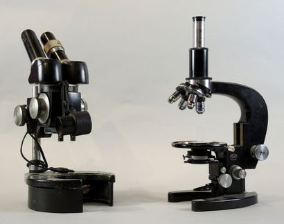 INSTRUMENTS SCIENTIFIQUES Lot comprenant 1 microscope CARL ZEISS JENA n°261936 à...