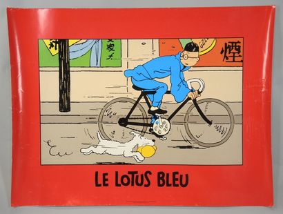 TINTIN - JOE BAR TEAM Lot de deux affiches: 


- "Le Lotus Bleu", éd. HERGE MOULINSART/010....