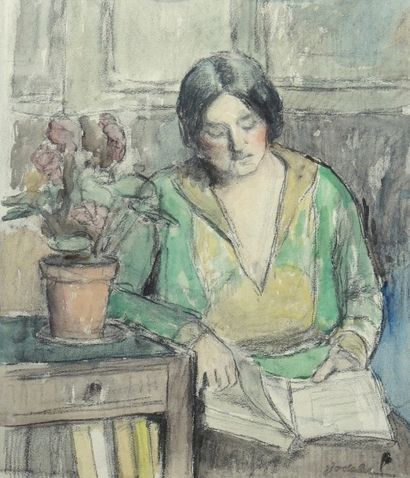 CHARLES EMMANUEL JODELET (1883-1969) "Femme assise lisant"

Dessin à l'aquarelle...