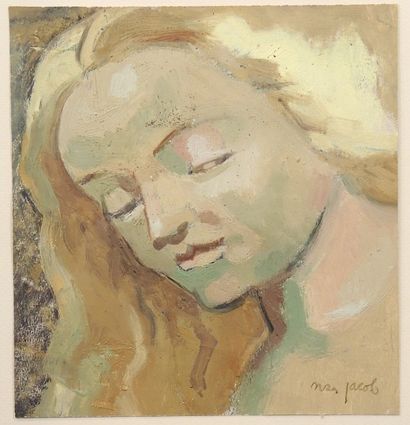 Max JACOB (1876-1944) "Tête de femme"

Huile sur papier signée en bas à droite

Format...