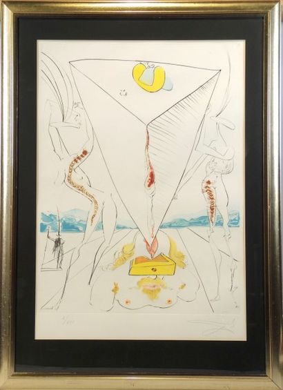 Salvador DALI (1904-1989) "Philiosophe écrasé par le cosmos" 

Eau forte, pointe...