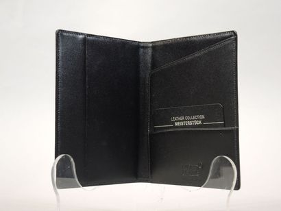 MONTBLANC Porte document porte cartes en cuir glacé noir. Etat neuf, dans sa housse...
