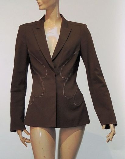 Thierry Mugler Couture, Anonyme circa 1990 Veste en coton stretch kaki agrémentée...