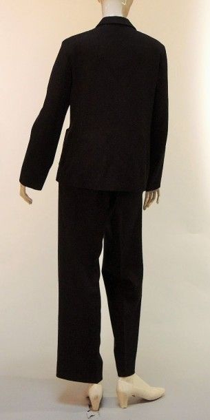 Jil SANDER Tailleur pantalon en laine stretch ébène, veste à col cranté sur simple...