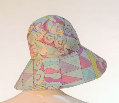 Emilio PUCCI Chapeau à bords surpiqués en coton imprimé pastel multicolore d inspiration...