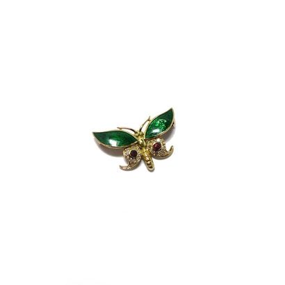 Broche BROCHE en or jaune 18k (750/°°), stylisant un papillon, les ailes du haut...