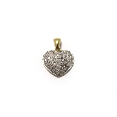 Pendentif PENDENTIF 2 tons d'or 18k (750/°°), stylisant un coeur pavé de diamants...