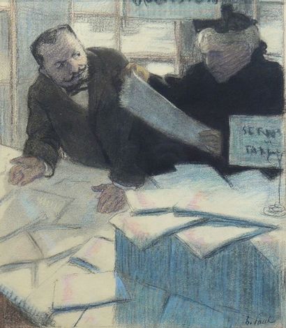 René HERMANN-PAUL (1864-1940) "Couple devant un comptoir, regardant des tissus"


Pastel...